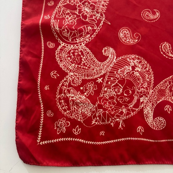 Zara Red Bandana Style Scarf - Picture 7 of 11